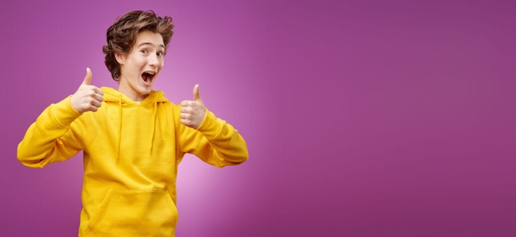 Teenager hacing a good time with a piw background